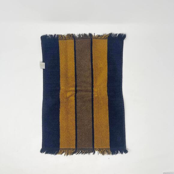 Vintage Yves‎ Saint Laurent Fieldcrest Hand Towel Navy Gold Striped Monogram YSL - Picture 9 of 11